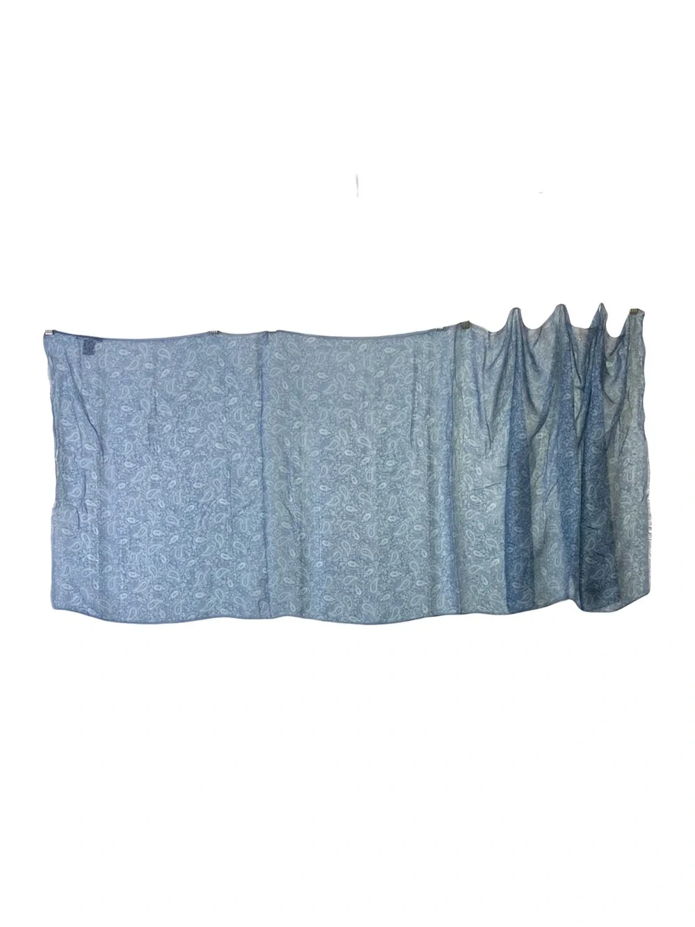 nwot JOHN VARVATOS Scarf 25”x73” Blue-Paisley ITALY Modal Fringe Trim